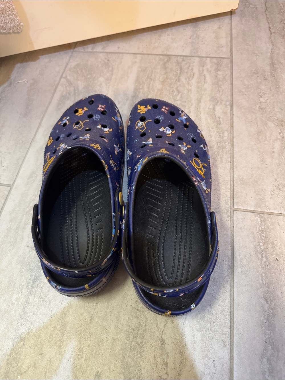Women’s Navy Blue Slip-On Clogs with 50th Disney Print